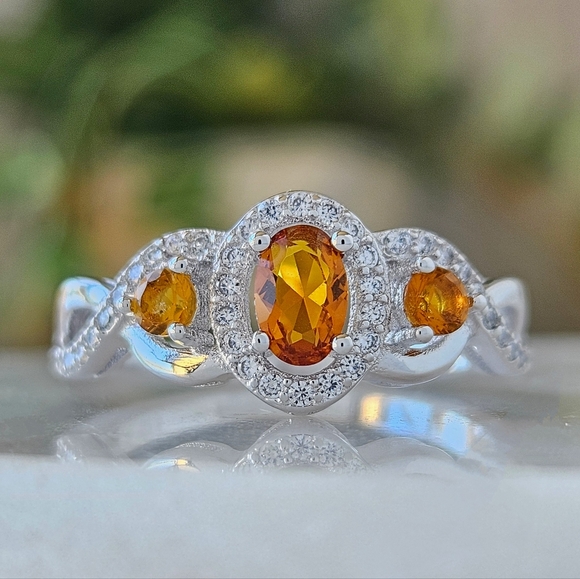 Oval Citrine Gemstone ring, Charmed Aroma, 925 Sterling Silver - Picture 3 of 4